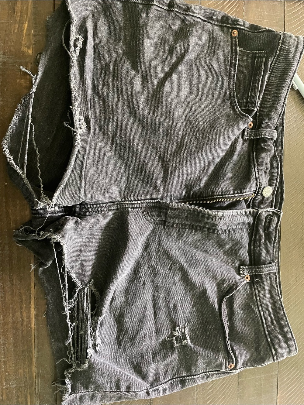 Old Navy Black Distressed Denim Cutoff Shorts